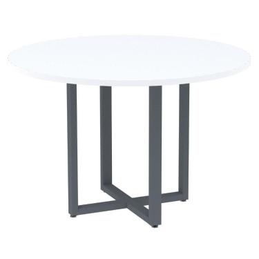 Imagem de Mesa De Reunião Redonda P25 Pandin 110 Cm (largura) Tampo Mdp Branco Pé Aço Tubular Grafito