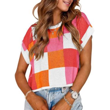 Imagem de Tecido de malha vermelho Crop Top WIFFGO 2025 Primavera Verão Outono