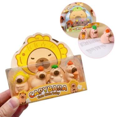 Imagem de 4 Mini Borracha Escolar Formato De Capivara Fofinha Papelaria Kawaii -