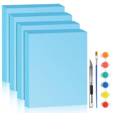 Imagem de LuckyFoam Pacote com 4 folhas de espuma FR azul 38 x 30 x 5 cm de espessura, retângulos de poliestireno de 5 cm de espessura, placa de espuma XPS para isolamento de materiais de arte de modelagem DIY