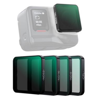 Imagem de TELESIN Conjunto de filtros ND (pacote com 4): CPL ND8, ND16 e ND32, filtros de lente Snap-On, acessórios polarizadores de densidade neutra com estrutura de alumínio para Insta360 ACE e ACE Pro 2