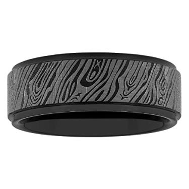 Imagem de STEEL NATION JEWELRY Aliança de casamento masculina de carboneto de tântalo de 8 mm, escolha entre tamanhos e cores, Metal