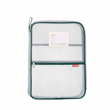 Imagem de Pendancy Bolsa de malha com zíper 37,5 x 27,4 cm Pastas de arquivo de nylon leve transparente, tamanho A4, multicamadas, organizador de documentos, bolsa de armazenamento para material de escritório e