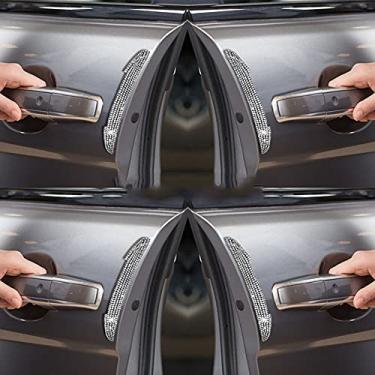 Imagem de MINGZAIQIPEI Adesivo decorativo para espelho retrovisor lateral da porta do carro cravejado de strass (prata, 4 peças)