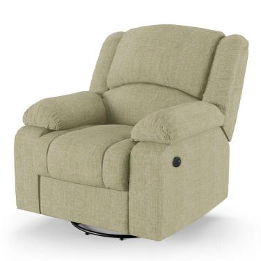 Imagem de Poltrona Do Papai Reclinável Melim Glider Giratória Usb Linho Fh1 - D'rossi Cor Bege