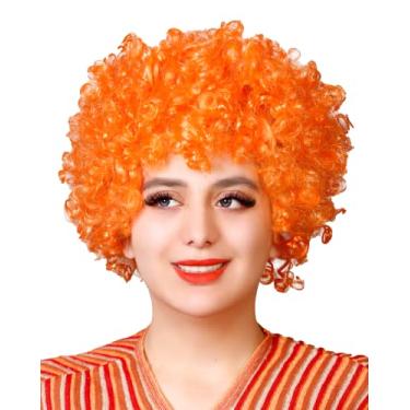 Imagem de Peruca de palhaço unissex circo engraçado fantasia vestido de festa acessório afro veado divertido coringa (laranja)