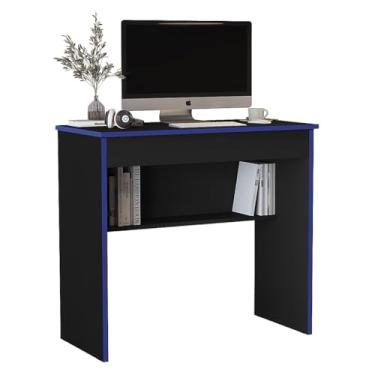 Imagem de Mesa Gamer Escrivaninha Mesinha Home Oficie 1 Gaveta(Preto/Azul)