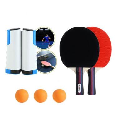 Imagem de 2 Raquete Ping Pong Tenis De Mesa Profissional Rede Retrátil - OASISMA