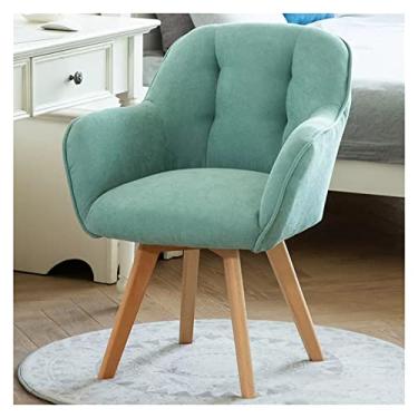 Imagem de Cadeira de mesa poltrona moderna de veludo cadeira de escritório com rotação de 360° cadeira giratória estofada com pernas de madeira cadeira de vaidade para sala de estar quarto estudo (cor: Rosa