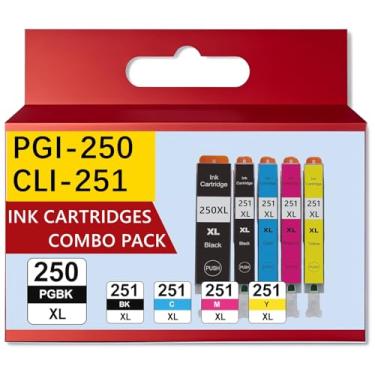 Imagem de Tinta GLI-250 CLI-251XL compatível com cartuchos de tinta Canon 250 251 XL para impressora MX922 MX920 MX722 IP7220 MG5420 MG5422 MG5500 MG5520 MG5620 MG5622 MG6420 PGBK, preto, Tanques de tinta ciano