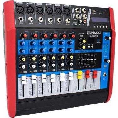 Imagem de Mesa Som Soundvoice Ma630x 6 Canais Mp3 Usb Efeitos 500w Rms 110v/220v