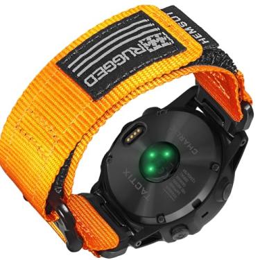 Imagem de HEMSUT Pulseira de relógio esportivo de nylon, pulseira militar de 26 mm compatível com Garmin Instinct 3 de 50 mm/Fenix 8 51 mm/7X/7X Pro/6X/6X Pro/5X/5X Plus, Tactix 7 Pro/Delta, Quatix 6X/5X