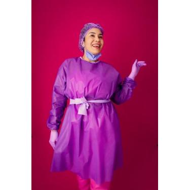 Imagem de Avental descartável  com punho de ribana cor roxo pct c/ 10 und. - mas