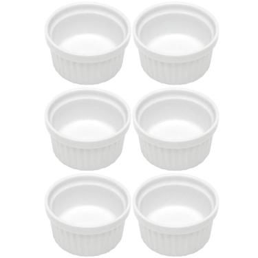 Imagem de Kit 6 Ramequins Canelado 50ml Porcelana Classic Branco Lyor Servir Petiscos