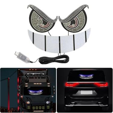 Imagem de Luz de olhos de diabo para carros, luz de olhos de diabo para para-brisas, luz de LED Plug and Play USB com 11 modos, luzes dinâmicas de carro com olhos de diabo, luzes de olho para para-brisas de