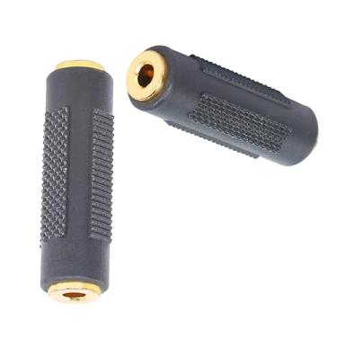 Imagem de FENGHAISHUN Adaptador TRS fêmea para fêmea estéreo de 3,5 mm, banhado a ouro, acoplador de conector de áudio de 3,5 mm para alto-falante e fone de ouvido com cabo estéreo, 2 peças