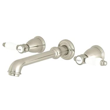 Imagem de Kingston Brass KS7128BPL Torneira para pia de embarcação com suporte de parede Bel-Air, 26 cm no alcance do bico, níquel escovado