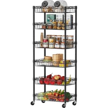 Imagem de SINGAYE Prateleira de 6 níveis, prateleira de arame, prateleiras de armazenamento ajustáveis, prateleira grande para garagem, cozinha, escritório, despensa, canto, 43,2 cm P x 30,5 cm L x 163 cm A