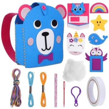 Imagem de Toyvian Kit de artesanato infantil de feltro, arte de feltro costurado à mão, faça você mesmo, bolsas de feltro para iniciantes