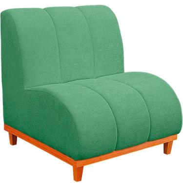 Imagem de Namoradeira Marselha Base De Madeira Para Sala Hotel Tecido Boucle Cor Verde Esmeralda