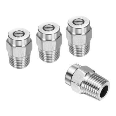 Imagem de HARFINGTON 4 peças Ponta de limpeza de superfície 40 graus 1/4 polegada NPT macho 1,514 orifício 4000 PSI aço inoxidável rosqueada lavadora de pressão bicos de pulverização para pistolas de água