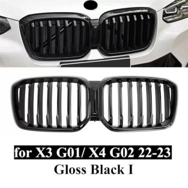 Imagem de Compatível para BMW X3 G01 / X4 G02 2022 2023 SDrive20i XDrive20i M40i Sports M Style Grades dianteiras de rim SUV Carro Tuning Grille(22-23 GB Single Slat)