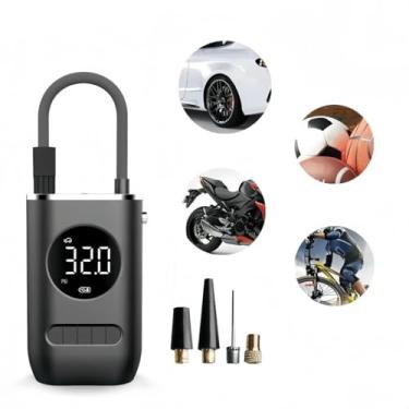 Imagem de Inflador de Pneus Portátil Mini Sem Fio, Compressor Elétrico para Carro, Moto e Bicicleta