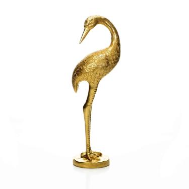 Imagem de Escultura Pássaro Em Poliresina Dourado 40x14cm