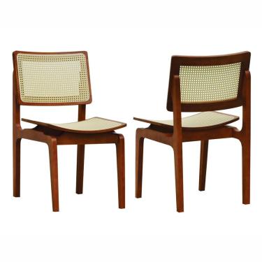 Imagem de Kit 2 Cadeiras Gus Madeira Maciça Encosto Telinha Assento Anatômico - Amêndoa Telinha