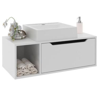 Imagem de Gabinete 1 Porta Com Cuba Para Banheiro Bn3600x44 Branco Tecno Mobili Branco