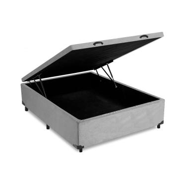 Imagem de Cama Box Baú Viúva 128x188x41cm Varias Cores Cor:cinza Suede