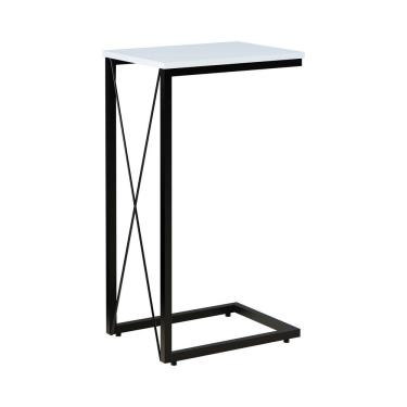 Imagem de Mesa Lateral Aço Carbono Base Preta X Branco
