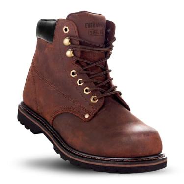 Imagem de Bota de trabalho Ever BOOTS “Tanque P” Masculina Bico de Aço Construção Industrial, Darkbrown, 9.5