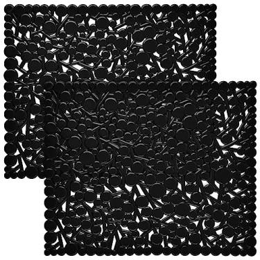 Imagem de Coopay Pacote Com 2 Tapetes De Plástico Para Pia Cozinha, Protetores Pvc Ecológicos, Ajustáveis, Aço Inoxidável/Porcelana, Secar Louças No Fundo Da Pia, 32 Cm X 26 (Preto)