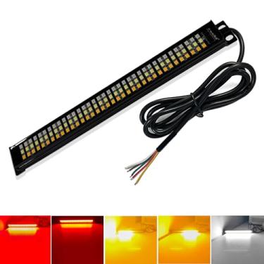 Imagem de NBWDY 8 Pol. Luzes Traseiras De Led Para Motocicleta, Âmbar Branco E Vermelho, Faixas Luz Triplas À Prova D'Água, Placa Licença Com 108 Leds, Função Completa Freio, Seta Ré, Funcionando Carro