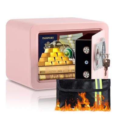 Imagem de Cofre seguro de 0,23 metros cúbicos, pequeno cofre com bolsa à prova de fogo, chaves e código de passagem, caixa de dinheiro de segurança eletrônica digital para dinheiro, documento, casa, escritório