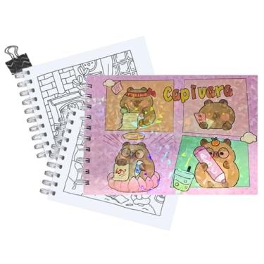 Imagem de Caderno de Desenho A5 Capa Dura, 48 Folhas 180g/m², Design Capivara, Rosa, para Grafite e Aquarela Leve