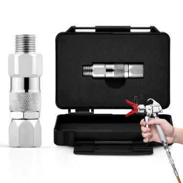 Imagem de JXZSJ Conector Giratório Para Mangueira De Pulverização Alta Pressão Sem Ar, 1/4 Polegada, Com Rotação 360°, Em Aço Inoxidável, Compatível Mangueiras Pulverizadores Tinta Graco, Use Mini Caixas Arma