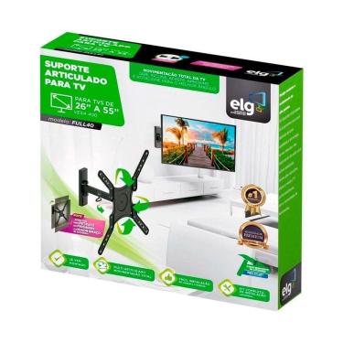 Imagem de Suporte Full 40 Parede Articulado Para Tv 26 A 55" Elg Preto