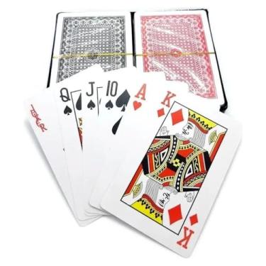 Imagem de Kit Baralho Clássico Com 2 Jogos de Cartas 100% Plástico Lavável Com Estojo