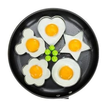 Imagem de Kit 5 Moldes P/Ovo Frito Panqueca Forma Omeleteira Aço Inox