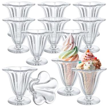 Imagem de LDXDRU 12 peças de copos de milkshake de plástico, copos de sorvete de 142 g, copos de milk-shake, copo de sobremesa de plástico reutilizável para parfait, sorvetes, decorações de coquetéis