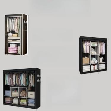 Imagem de Guarda Roupa Dobrável Organizador De Roupas Armário Grande(PRETO,CASAL DUPLO)