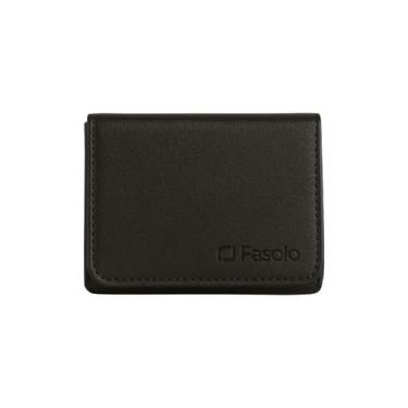 Imagem de Carteira Masculina Fasolo Couro Compacta Fina, Preto