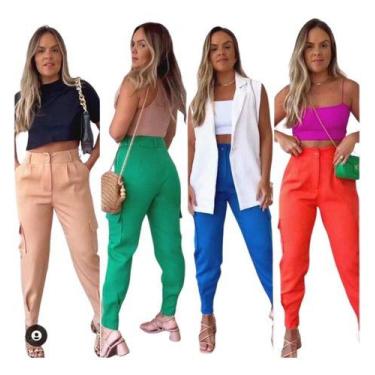 Imagem de Calça Cargo Feminina Com Bolso, Verde, TAM U
