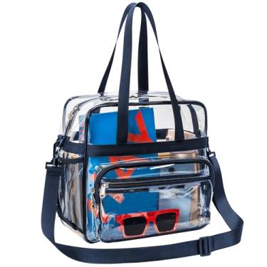 Imagem de Paxiland Bolsa transparente para eventos de estádio, 30 x 15 x 30 cm, bolsa transparente com alça removível para esportes, shows, trabalho, viagens, Azul marino, One Size