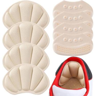 Imagem de 8 peças de almofadas na parte de trás do calcanhar, inserções adesivas para botas, sapatos soltos muito grandes, protetores de calcanhar reutilizáveis para mulheres e homens, 4 peças - bege + 4 peças