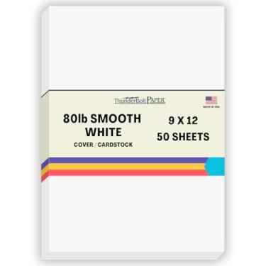 Imagem de 50 folhas de papel cartão branco brilhante liso 80# - 23 x 30,5 cm (22,9 x 30,5 cm) tamanho da moldura e bloco de esboço - peso da capa de 36 kg/libra - papel de qualidade - consistência na impressão