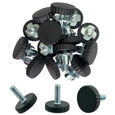 Imagem de Pés de nivelamento de móveis com rosca ajustável de 0,63 cm a 20 UNC, niveladores de pés ajustáveis com inserções rosqueadas, nivelamento deslizante para mesa, cadeira, armário, pernas de móveis (12 conjuntos)