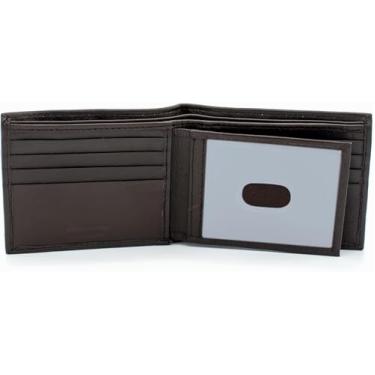 Imagem de Carteira masculina dobrável de couro puro seguro para RFID Flip-ID com 14 compartimentos para cartão com zíper (marrom 526BFCF), Marrom 526bfcf, Moderno